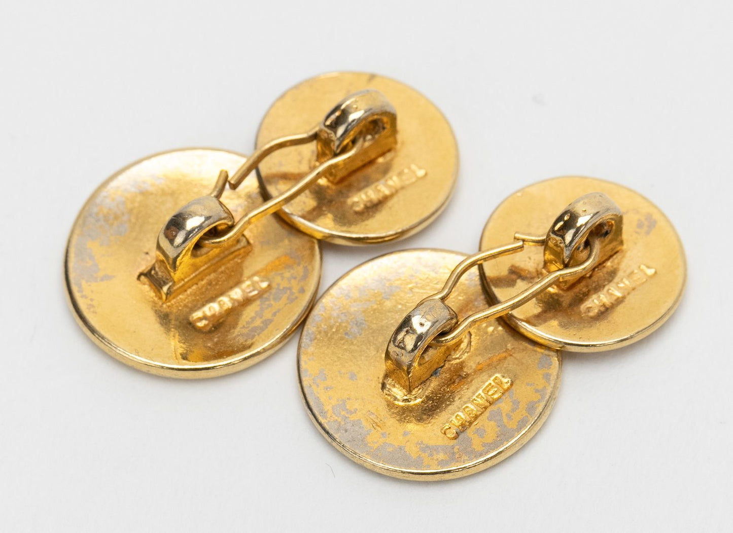 Chanel Gold Flap Bag Cufflinks 80s