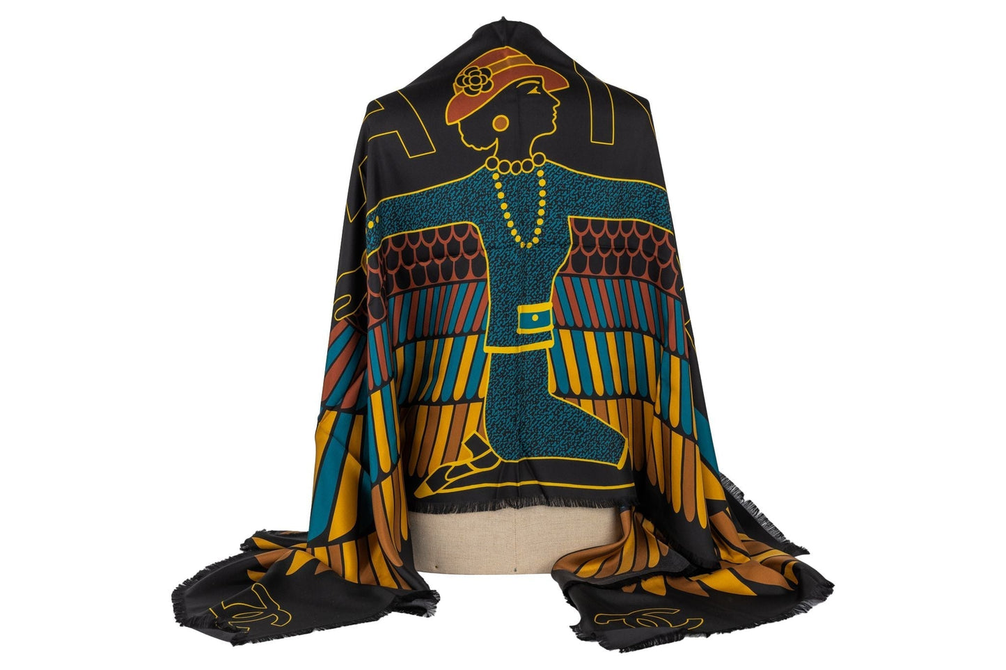 Chanel Black Egyptian Silk Shawl