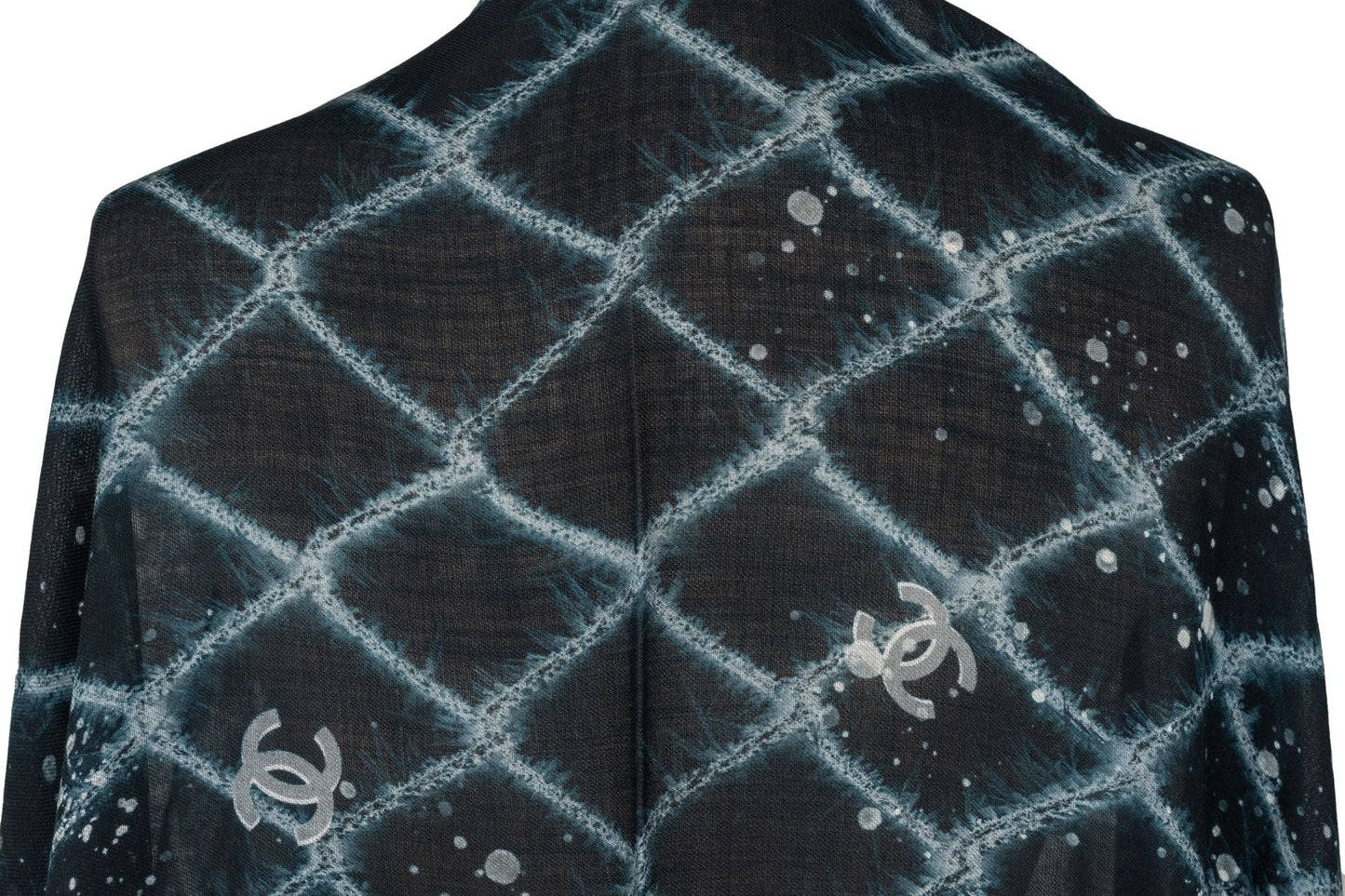 Chanel New Cashmere Shawl Black Blue