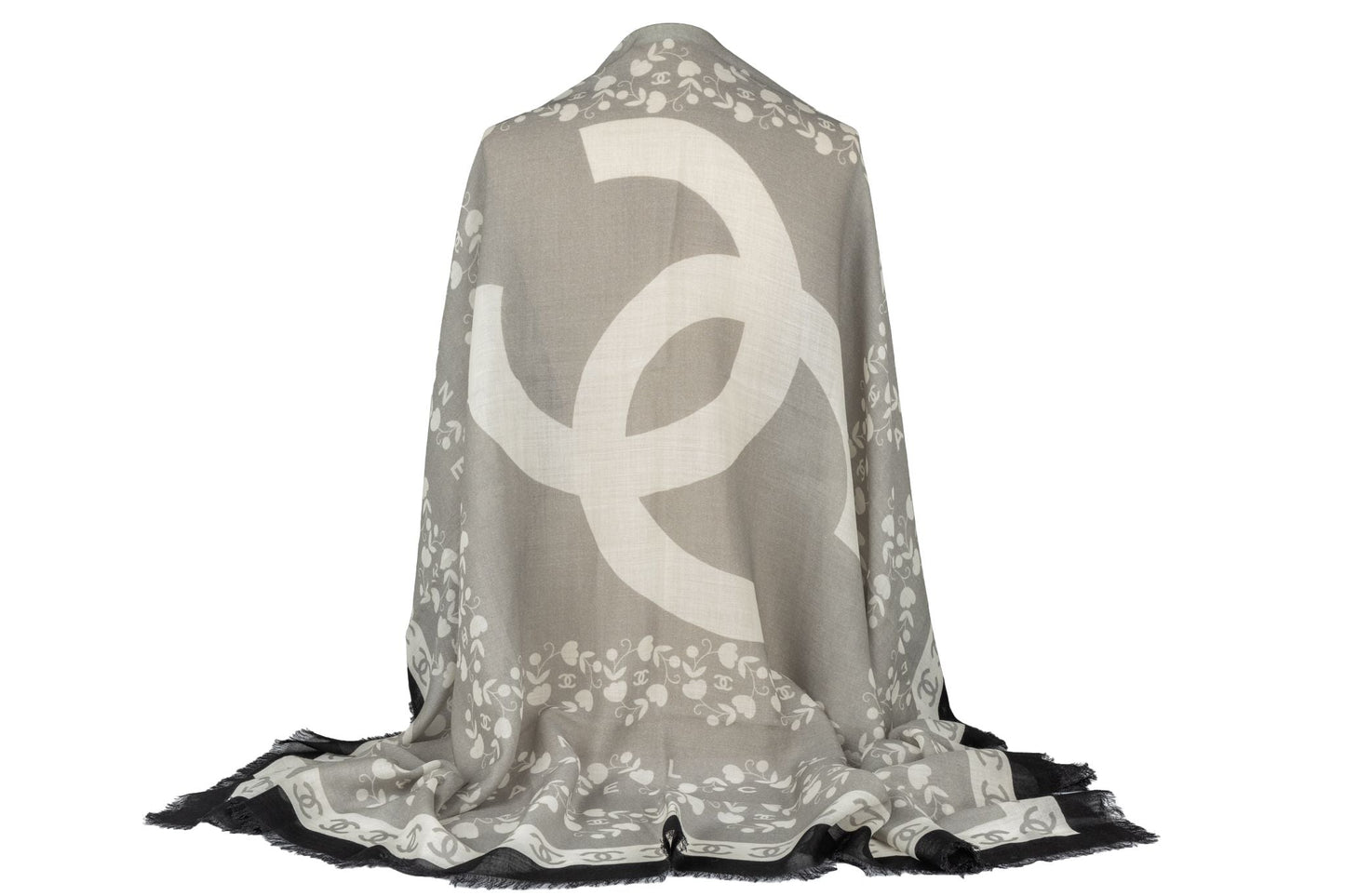 Chanel New Cashmere Shawl Grey White
