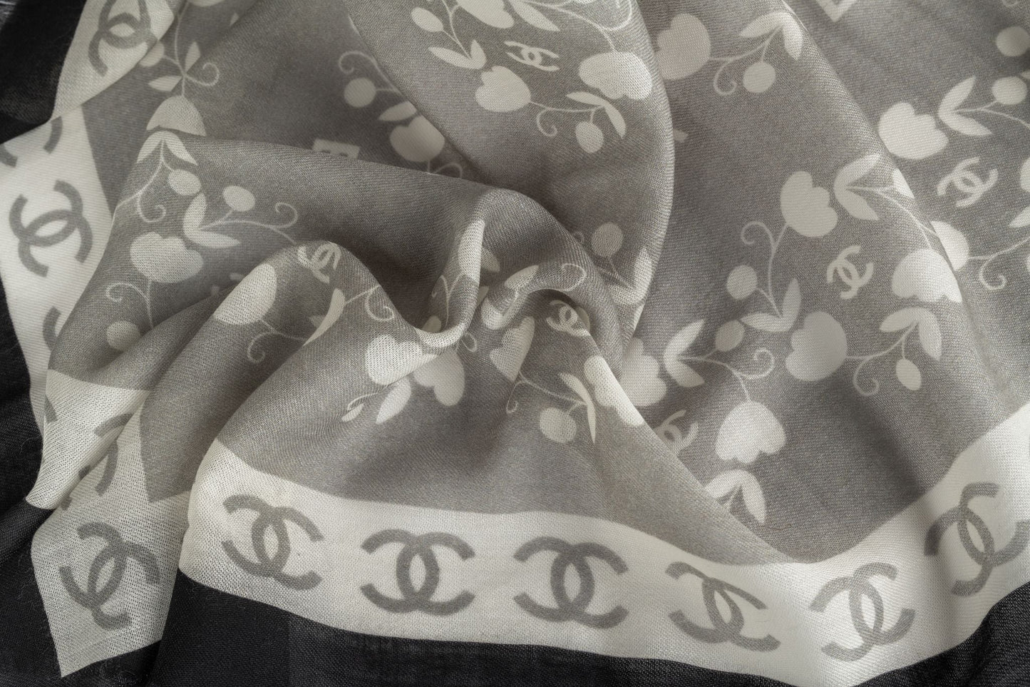 Chanel New Cashmere Shawl Grey White