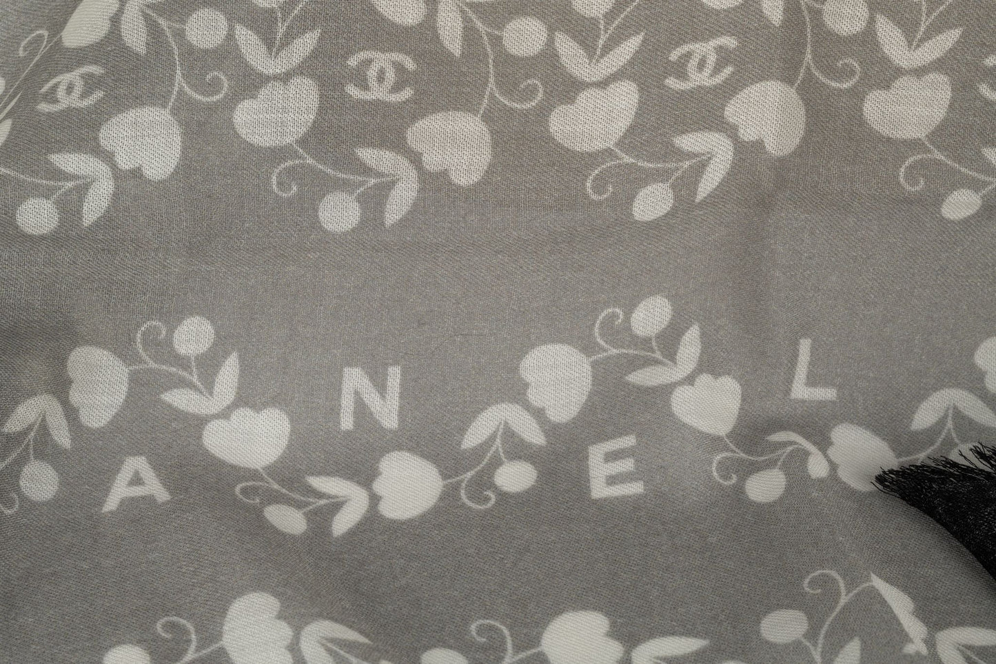 Chanel New Cashmere Shawl Grey White