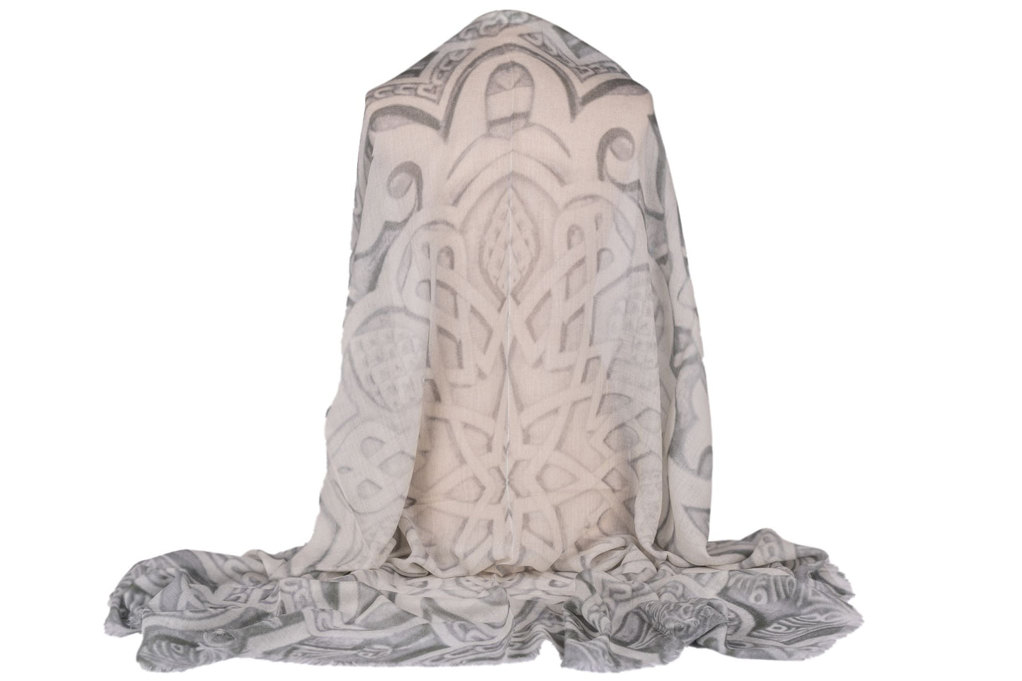 Chanel New Cashmere Shawl White Grey