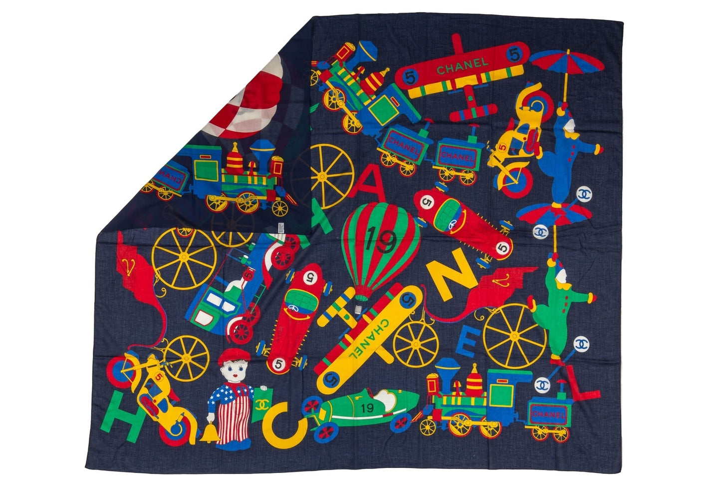 Chanel Vintage Navy Cotton Toys Sarong