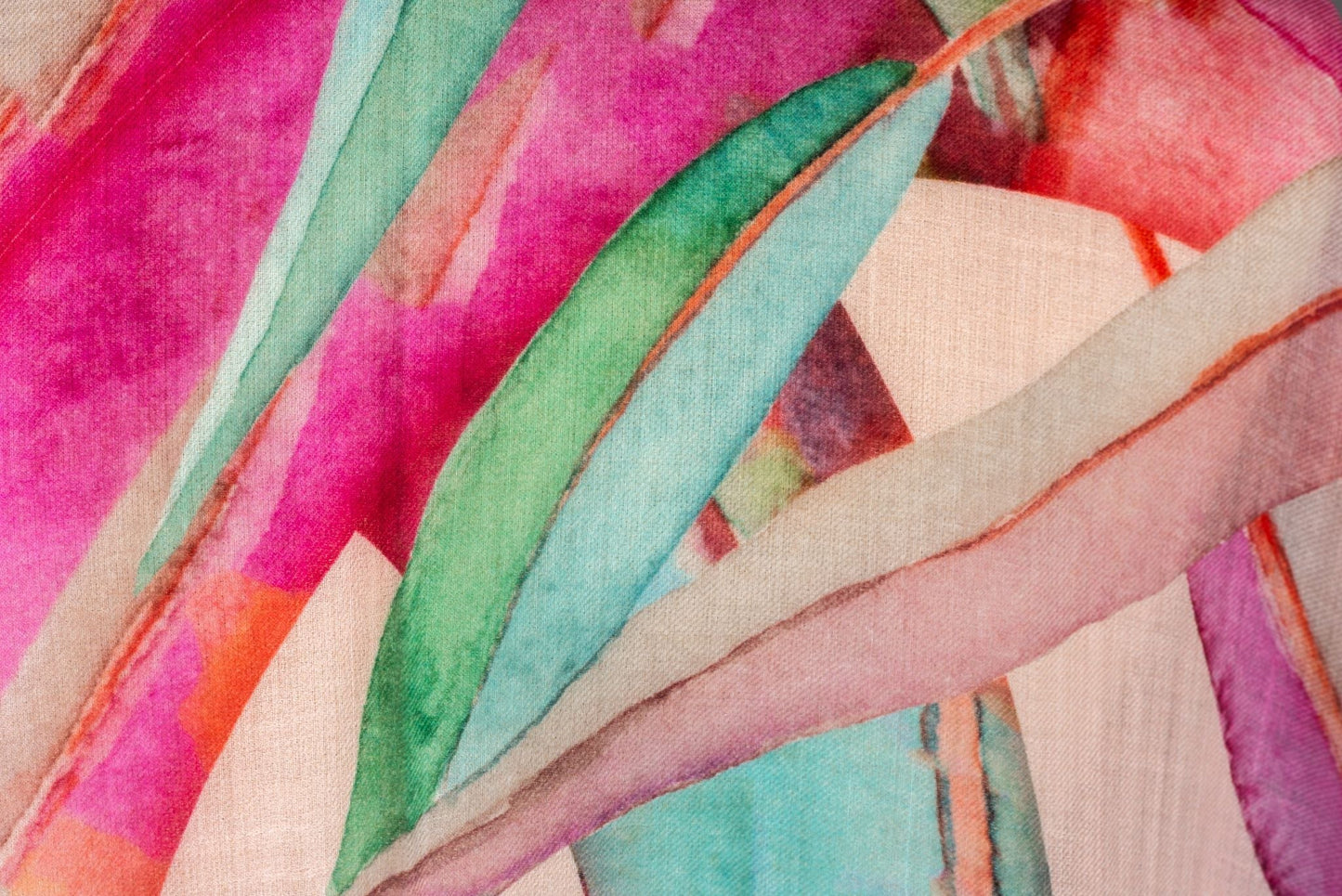 Chanel New Pink Leaves Cashmere Shawl