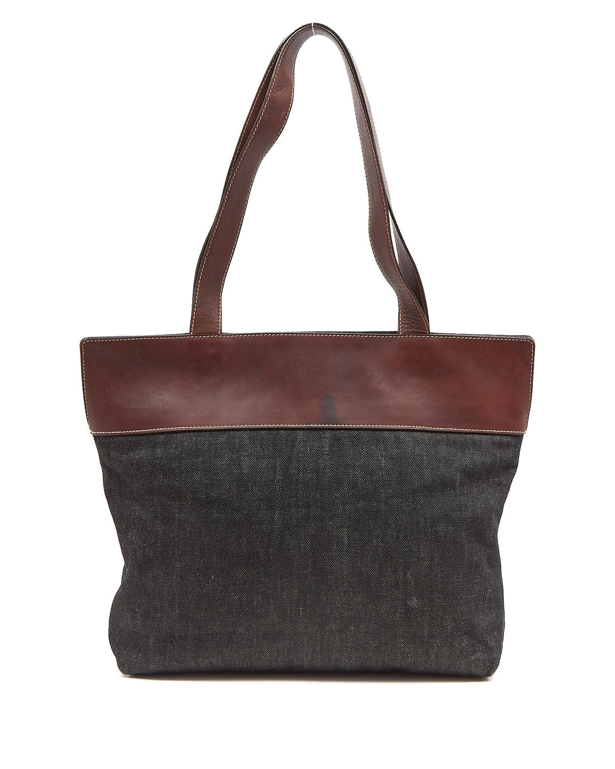 Chanel Brown Leather and Denim CC Tote Bag