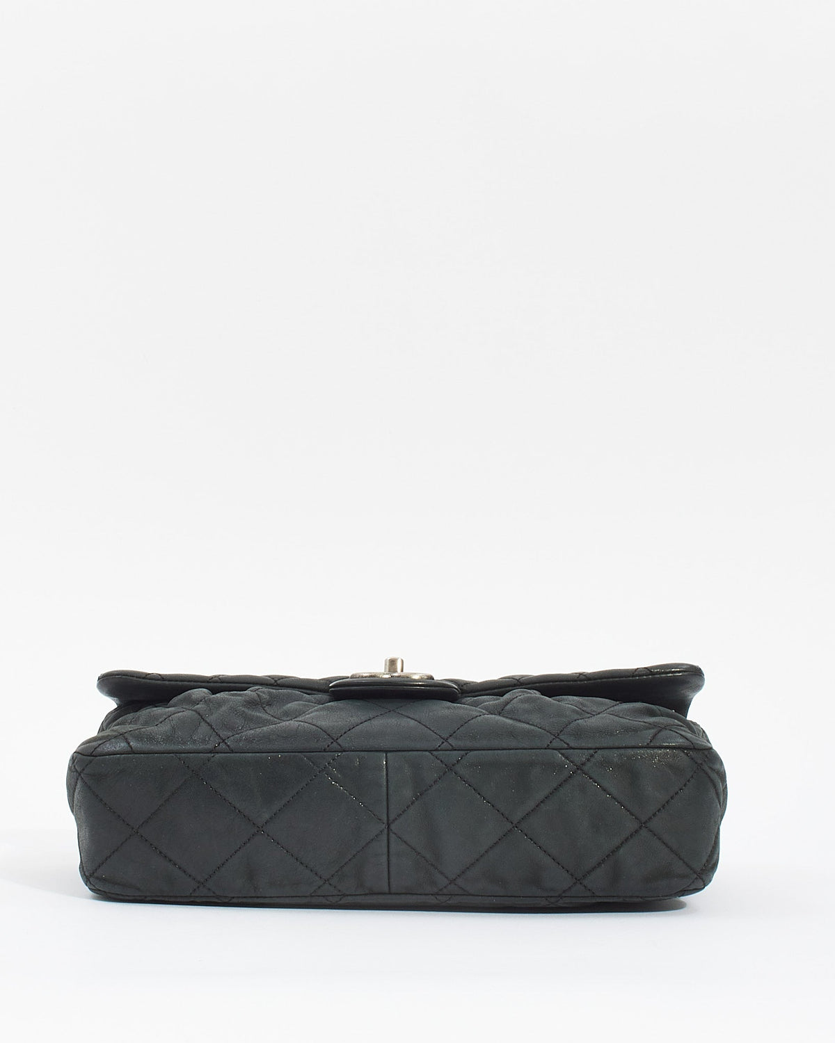 Chanel Black Quilted Iridescent Leather East West Single Flap Bag