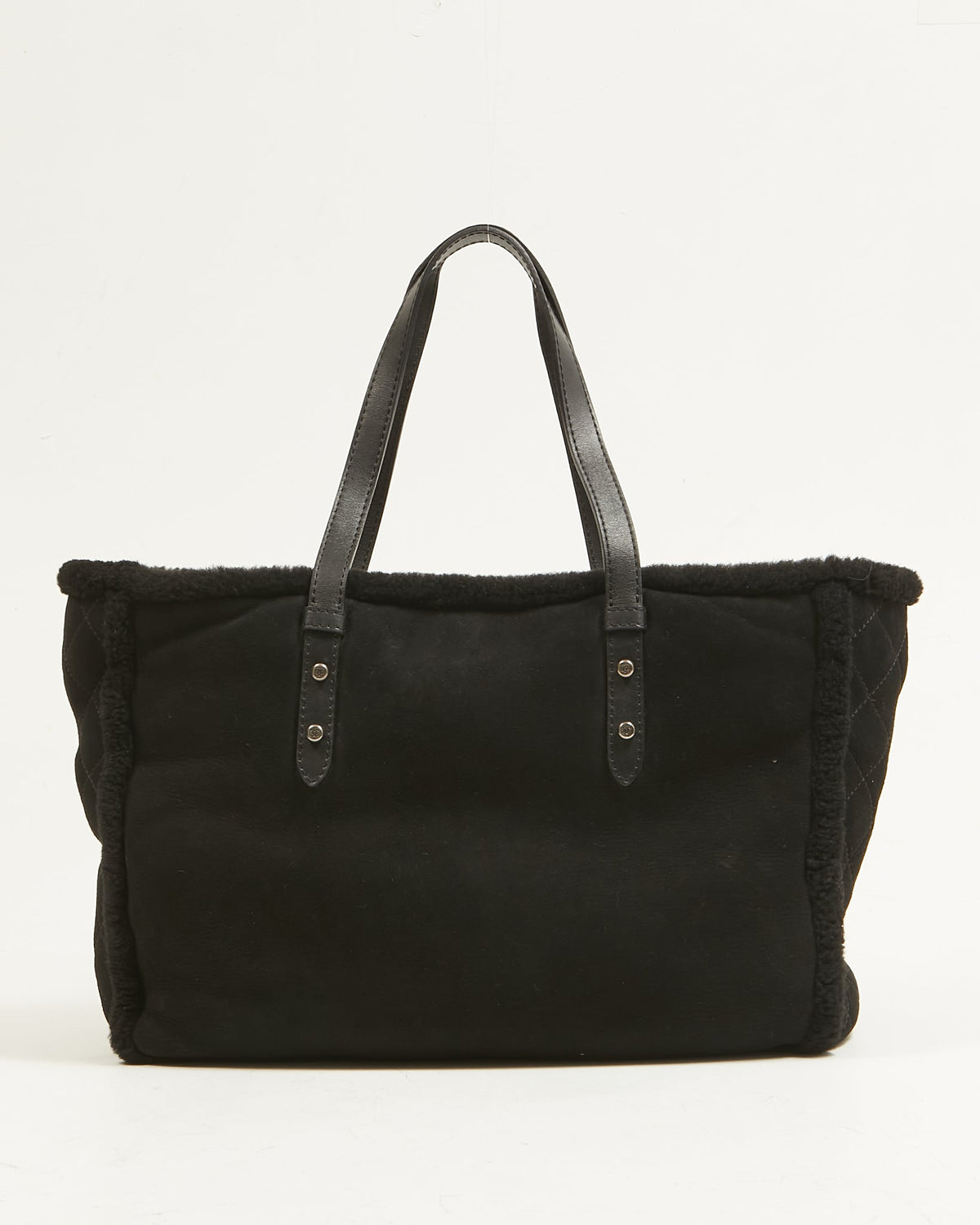 Chanel Black Suede and Shearling Large Tote