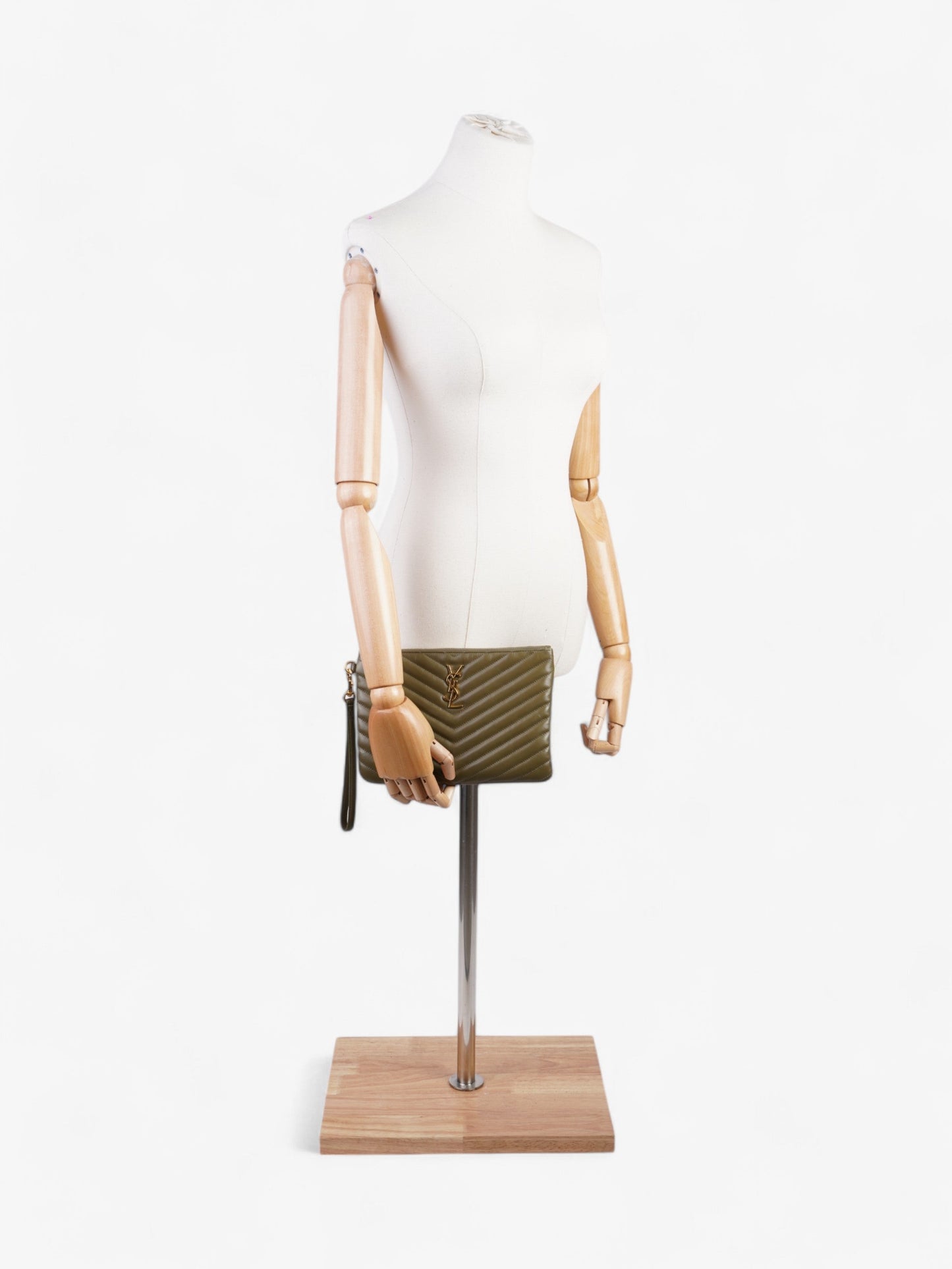 Saint Laurent Cassandra Pouch Khaki Matelasse Leather