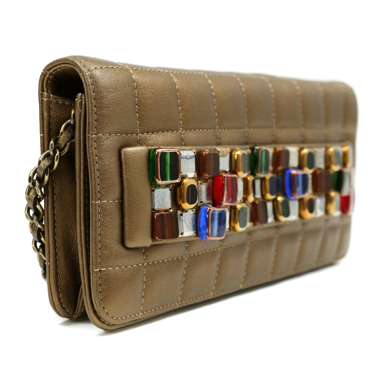 Chanel Byzance Bronze Leather Jeweled Evening Bag
