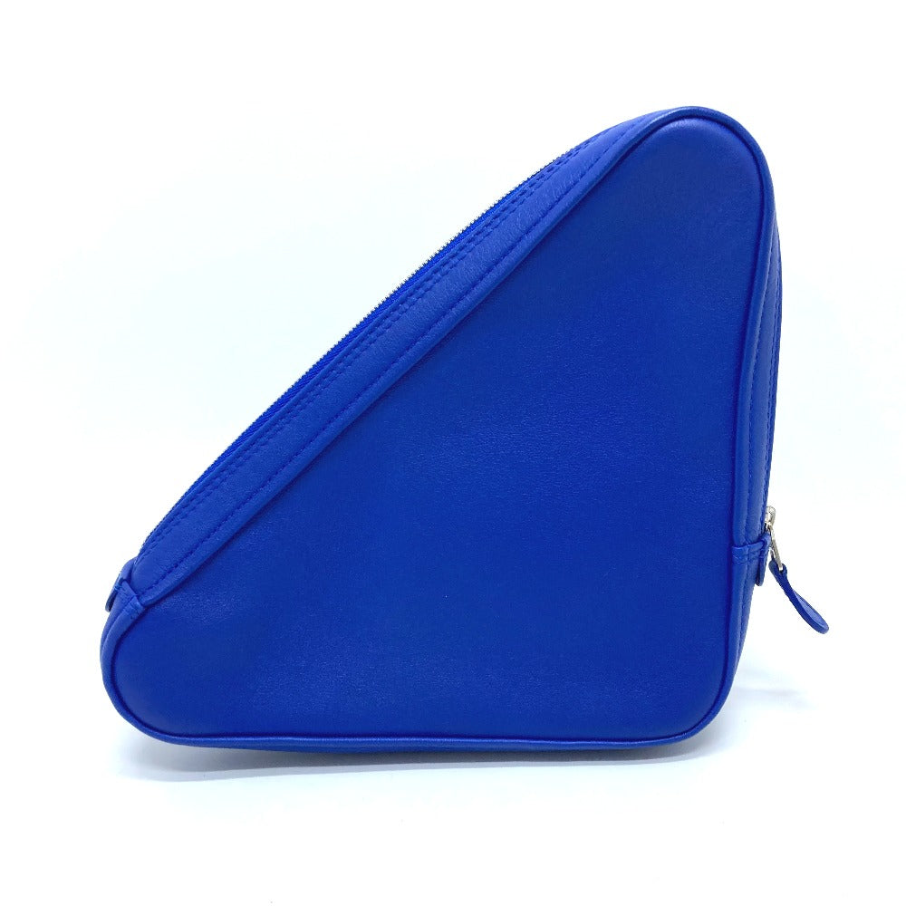 BALENCIAGA Pouch 476976 leather blue Triangle triangle Women
