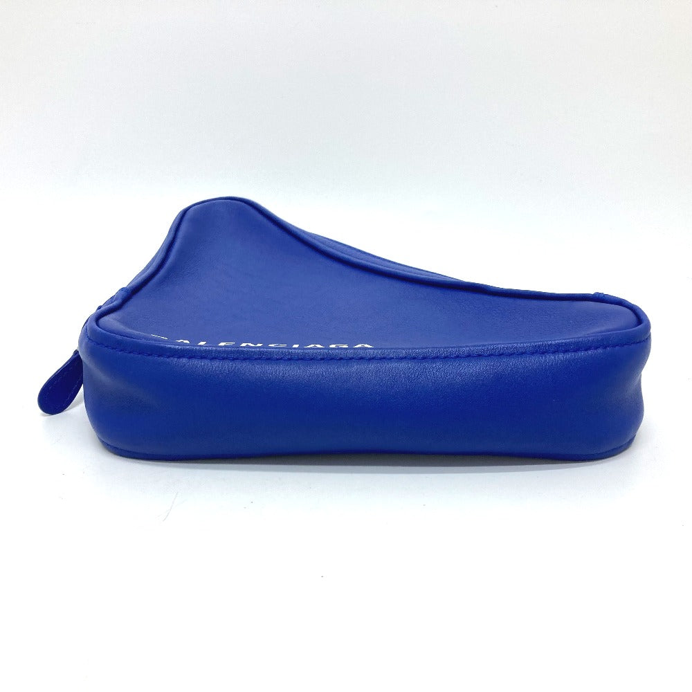 BALENCIAGA Pouch 476976 leather blue Triangle triangle Women