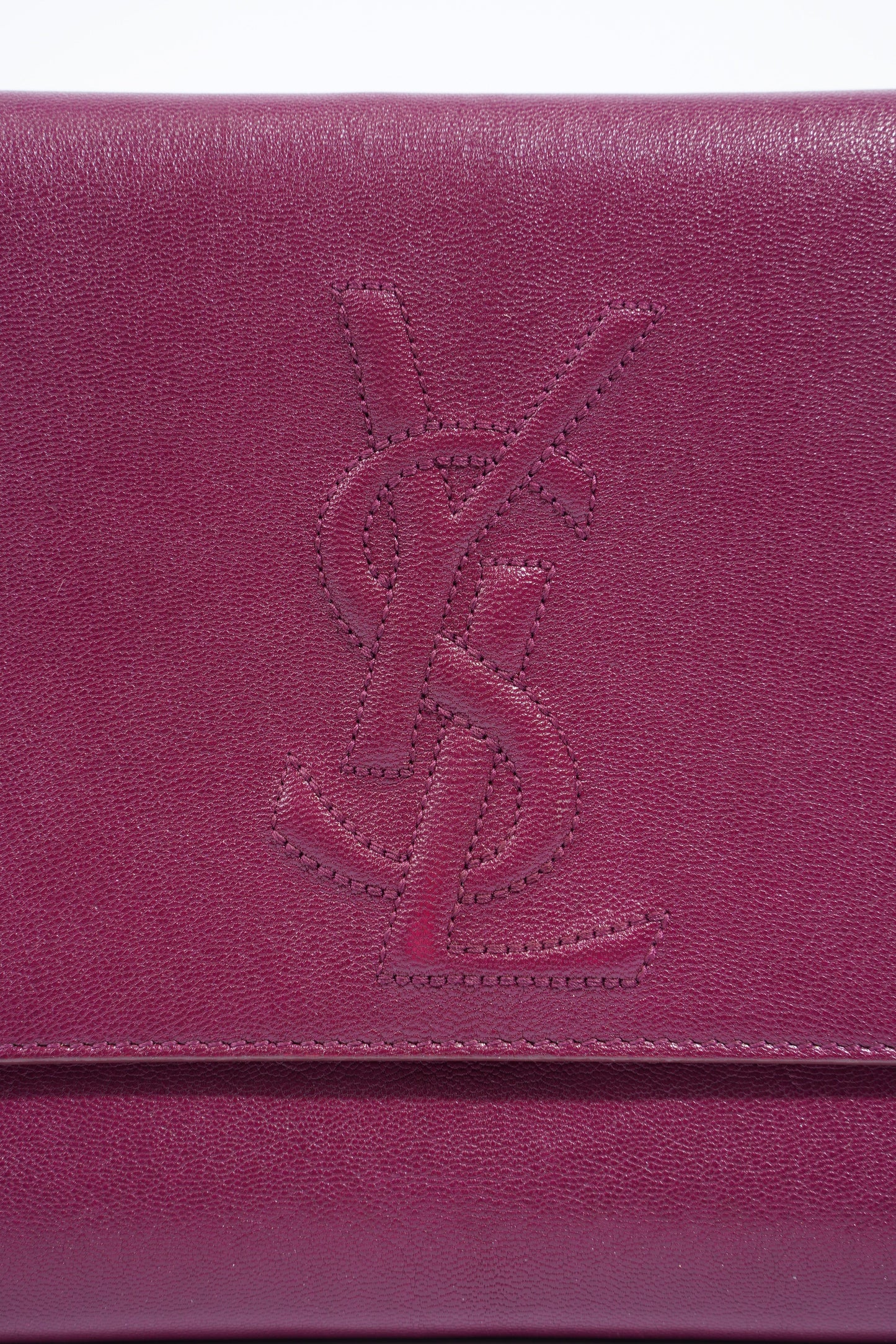 Saint Laurent Flap Clutch Purple Leather