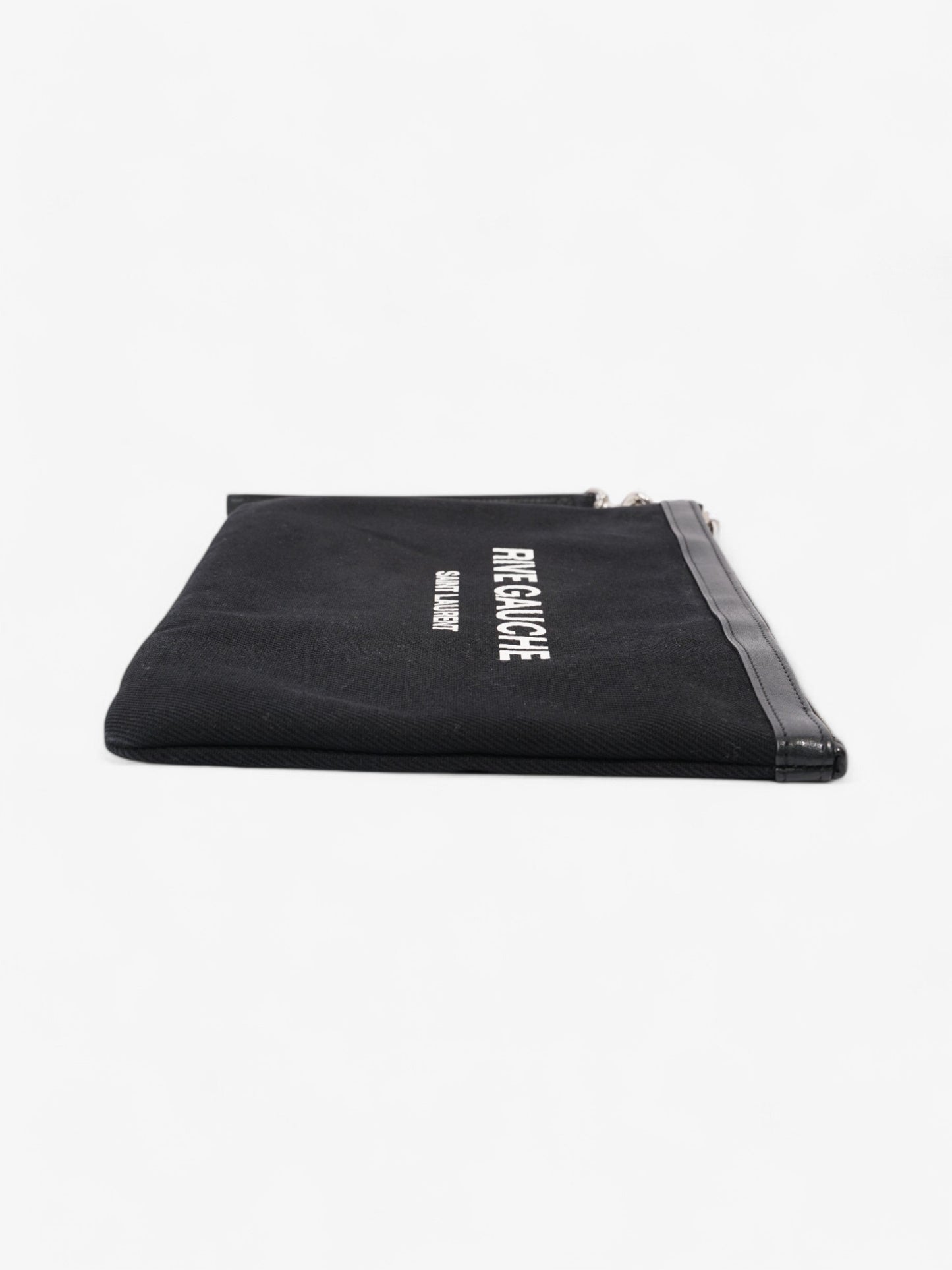Saint Laurent Rive Gauche Clutch Black / White Canvas