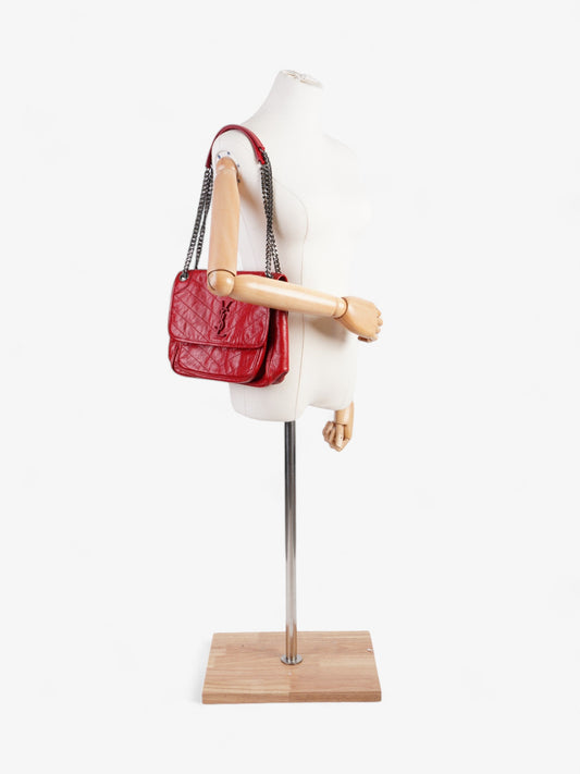 Saint Laurent Niki Red Calfskin Leather Medium