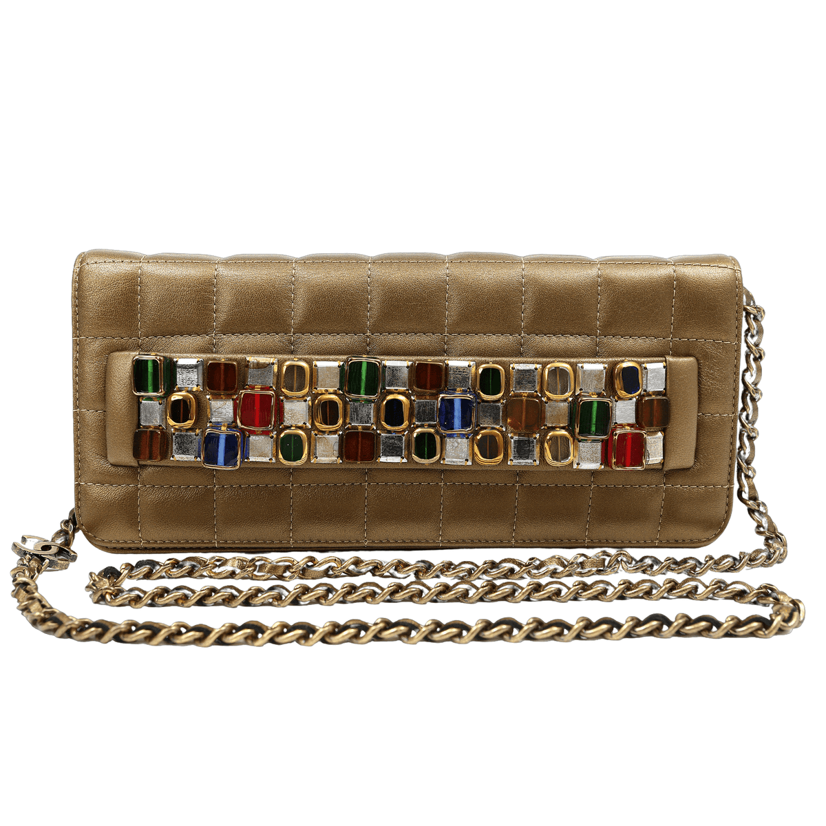 Chanel Byzance Bronze Leather Jeweled Evening Bag