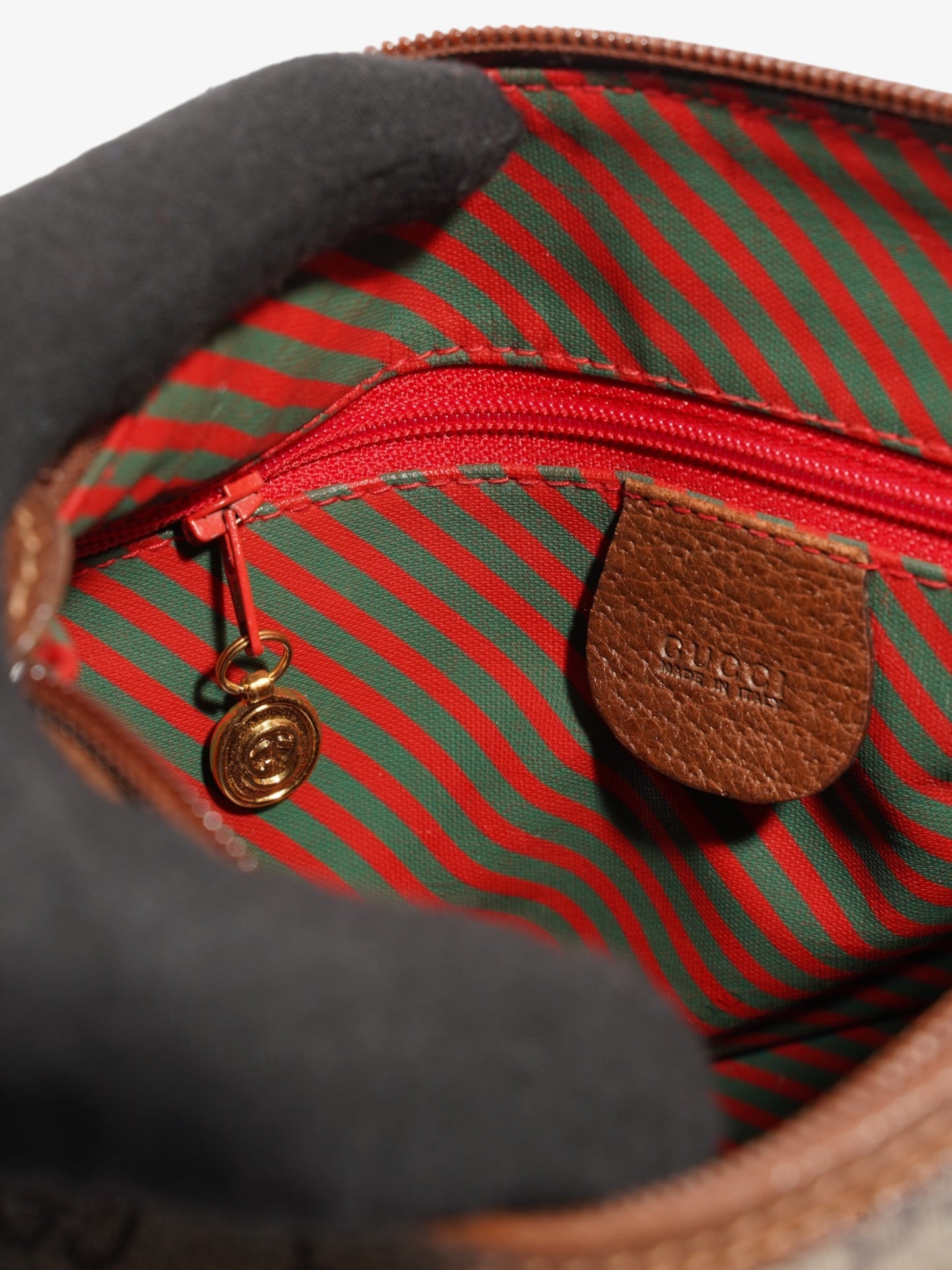 Gucci Old Gucci Sherry Line PVC & leather Shoulder bag Brown 001?58?6177 Supreme Print Coated Canvas
