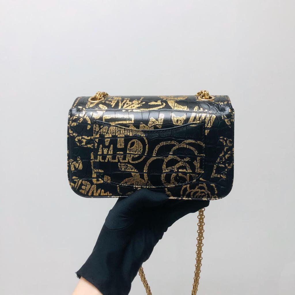 CHANEL 19A Graffiti Croc Embossed Mini 2.55 Reissue