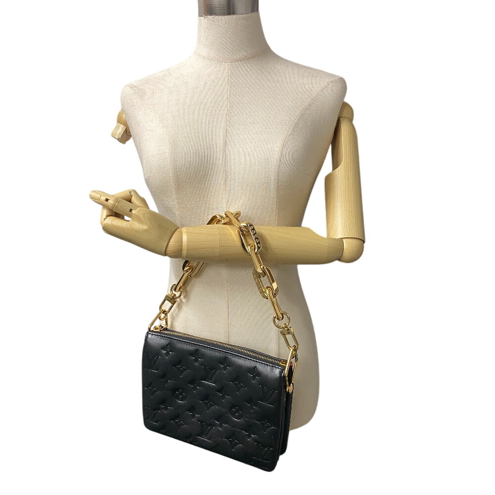 LOUIS VUITTON Handbag M21259 leather black Monogram emboss Kussan BB Chain(Unisex)