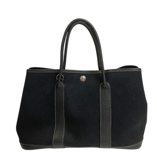 HERMES Handbag leather black Garden party TPM