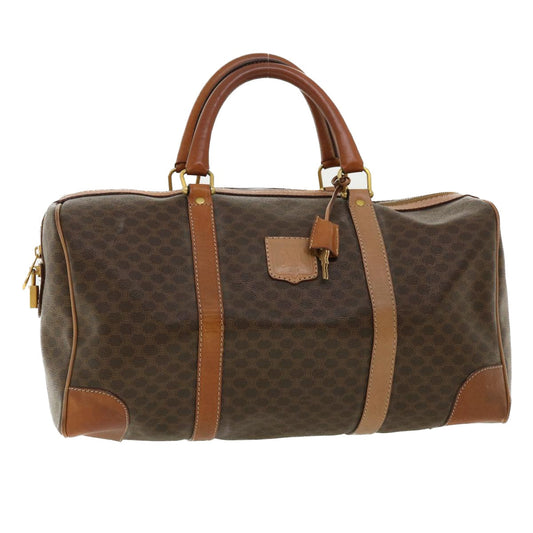 Luxury CELINE Macadam Canvas Boston Bag PVC Leather Brown am3472