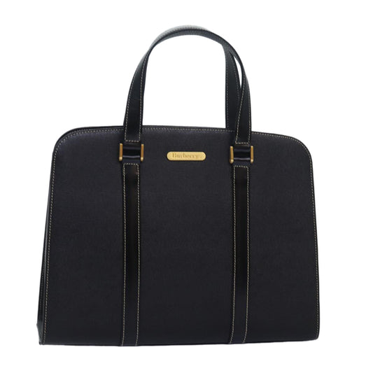 Burberry Hand Bag Leather Black Auth am6686