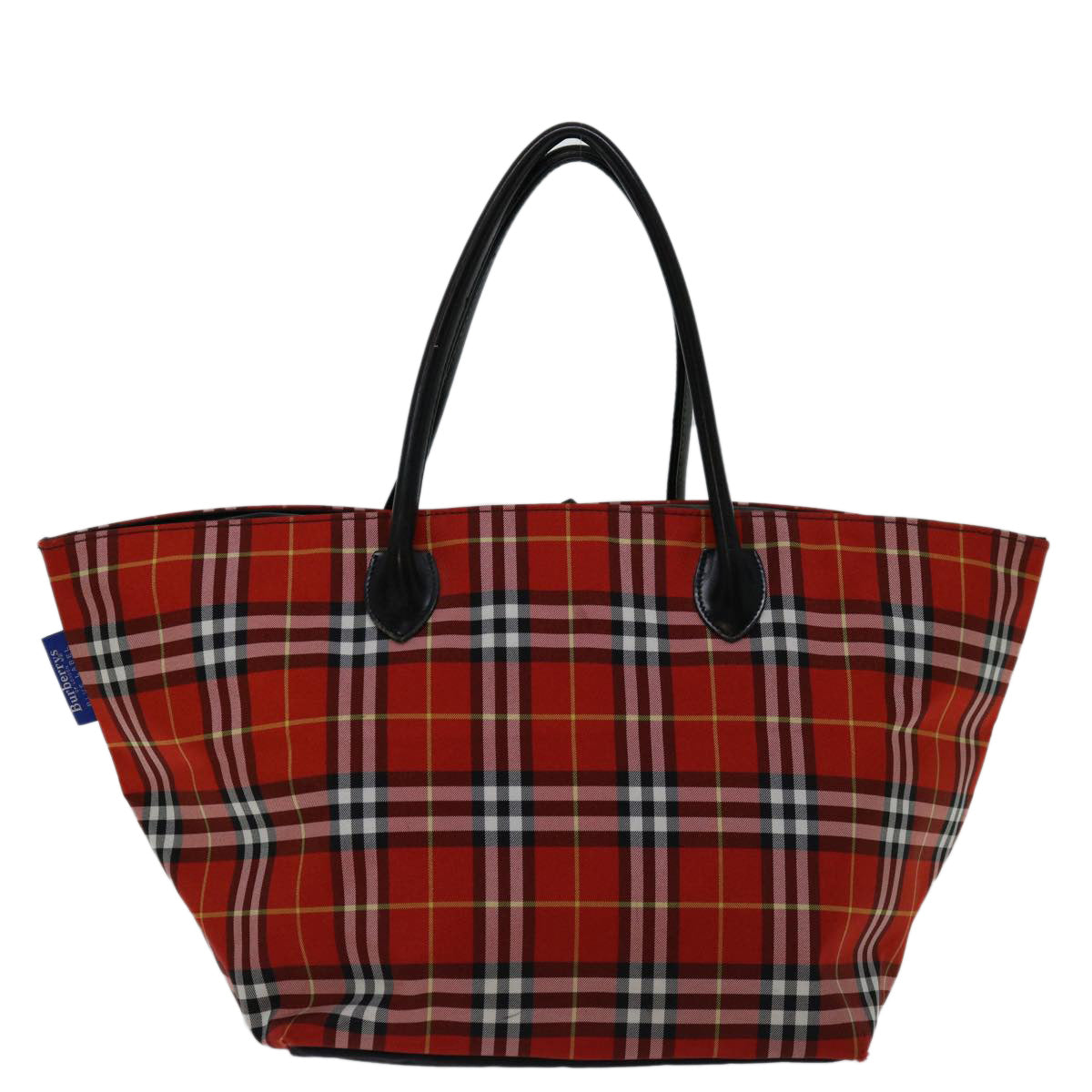 Burberry Nova Check Blue Label Hand Bag Nylon Red Auth bs12546