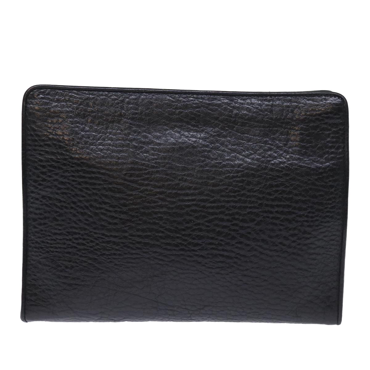 Burberry Clutch Bag Leather Black Auth bs14320