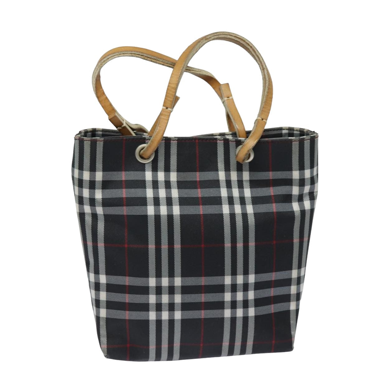 Burberry Nova Check Hand Bag Nylon Black Auth bs15673