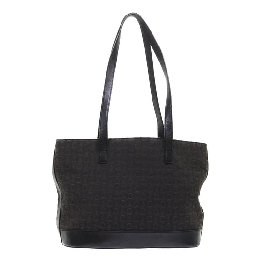 Luxury CELINE C Macadam Canvas Tote Bag Leather Black 6508