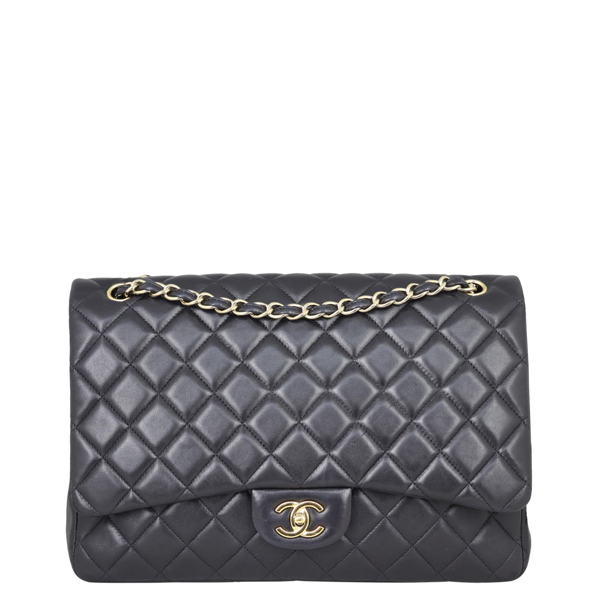 Chanel Classic Single Flap Maxi Lambskin | Black Gold Hardware