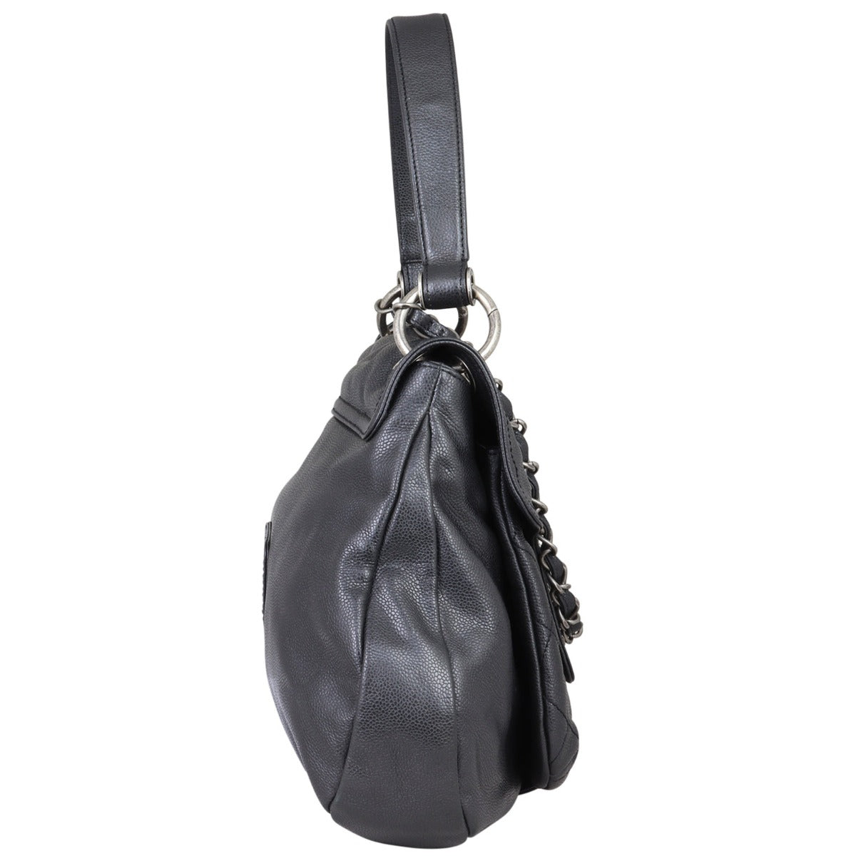 Chanel Glazed Caviar Flap Hobo Bag
