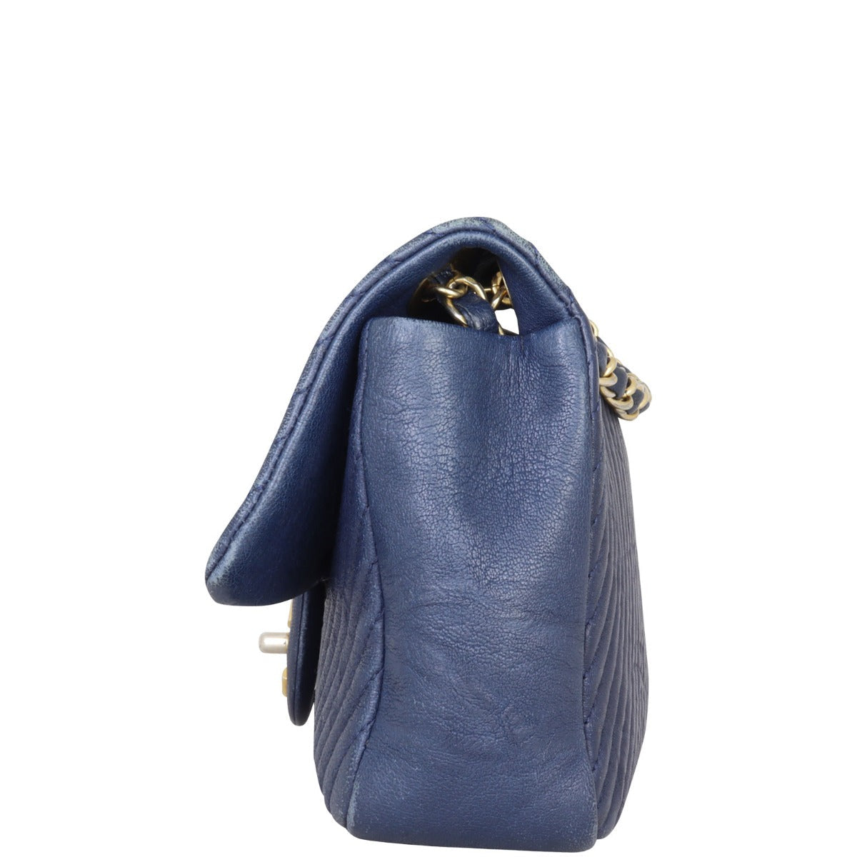 Chanel Surpique Chevron Single Flap Bag | Gold Hardware