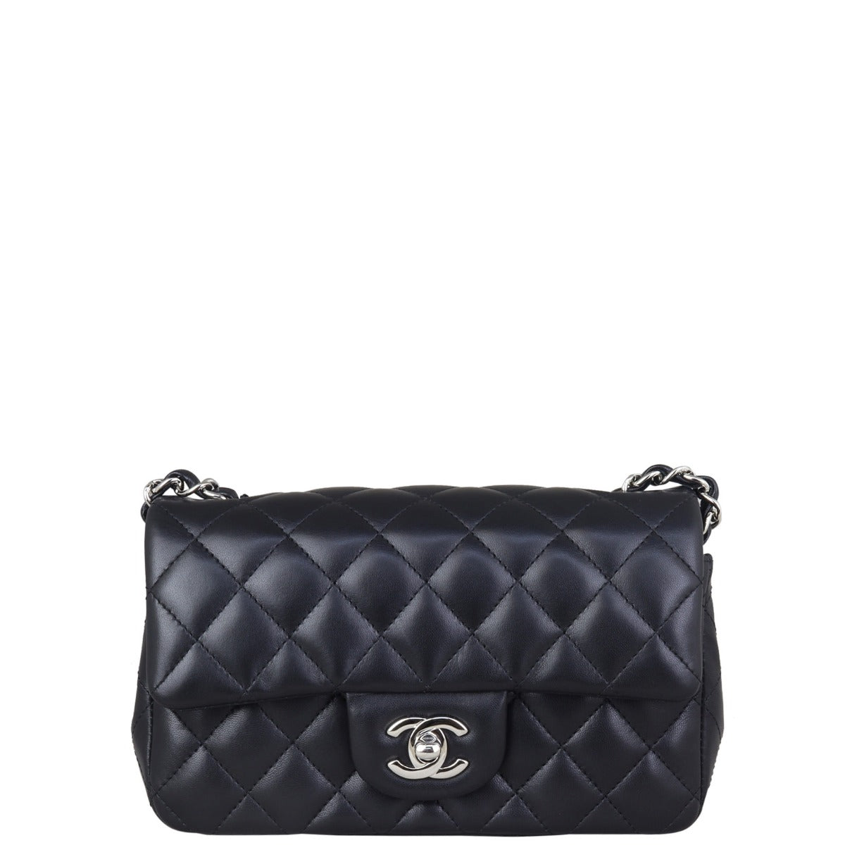 Chanel Classic Flap Mini Rectangular Bag | Black Lambskin SHW