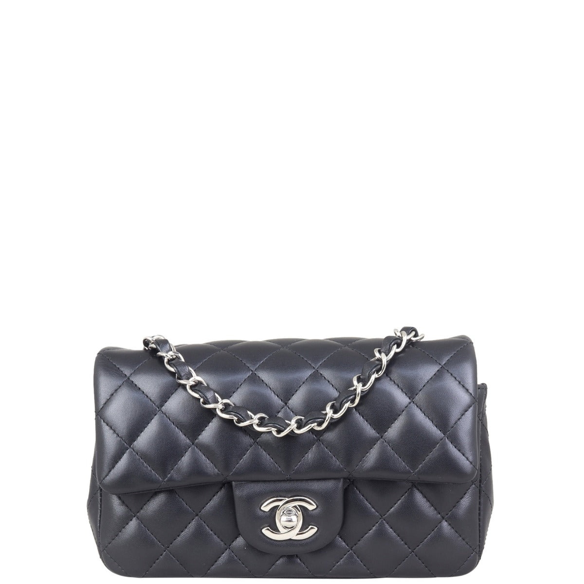 Chanel Classic Flap Mini Rectangular Bag | Black Lambskin SHW