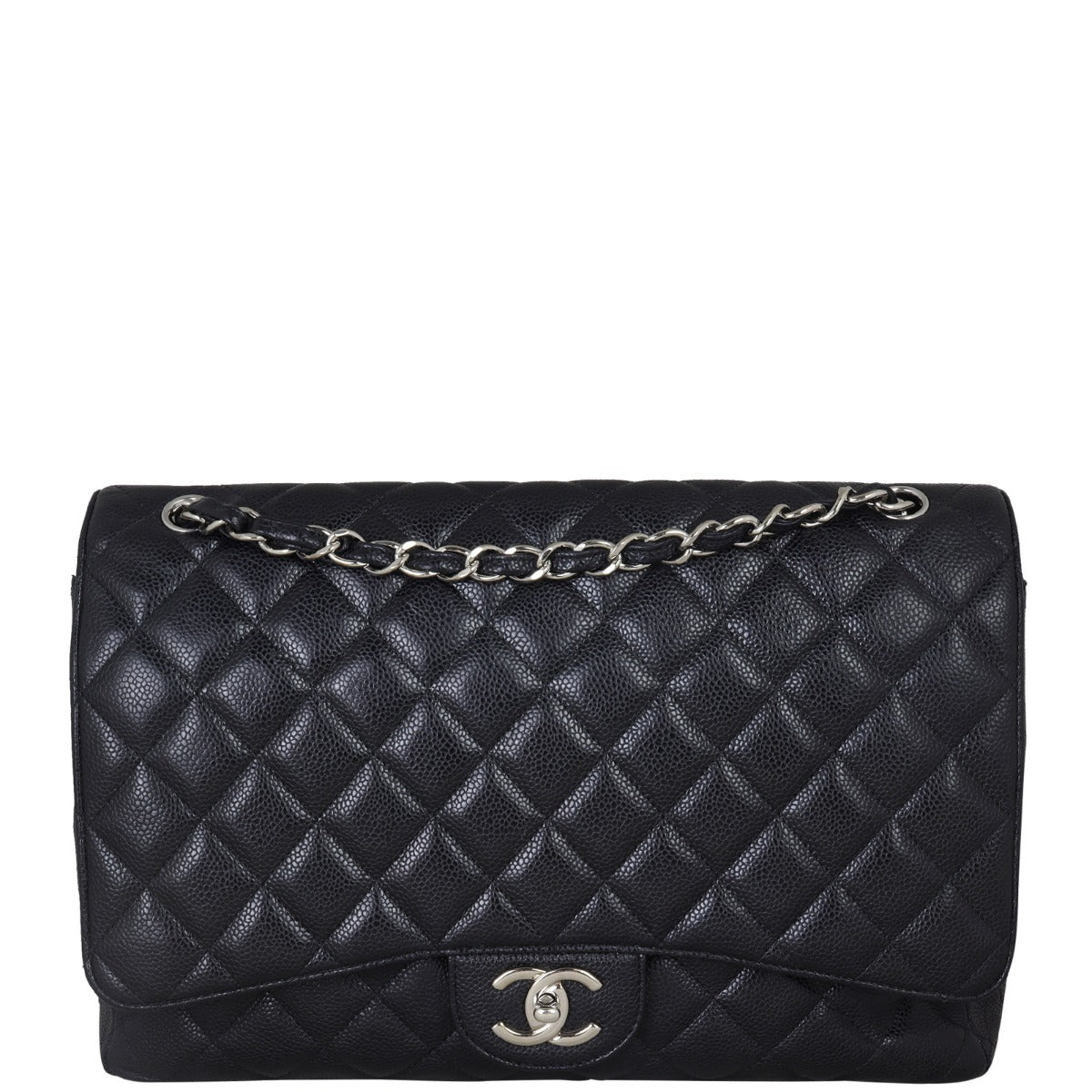 Chanel Classic Double Flap Maxi | Black Silver Hardware