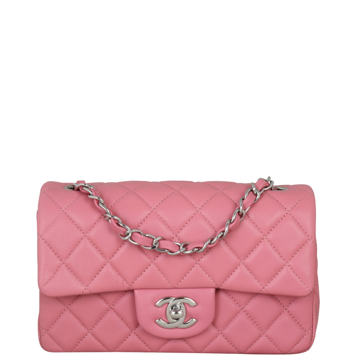 Chanel Classic Flap Mini Rectangular Bag Lambskin| Light Pink