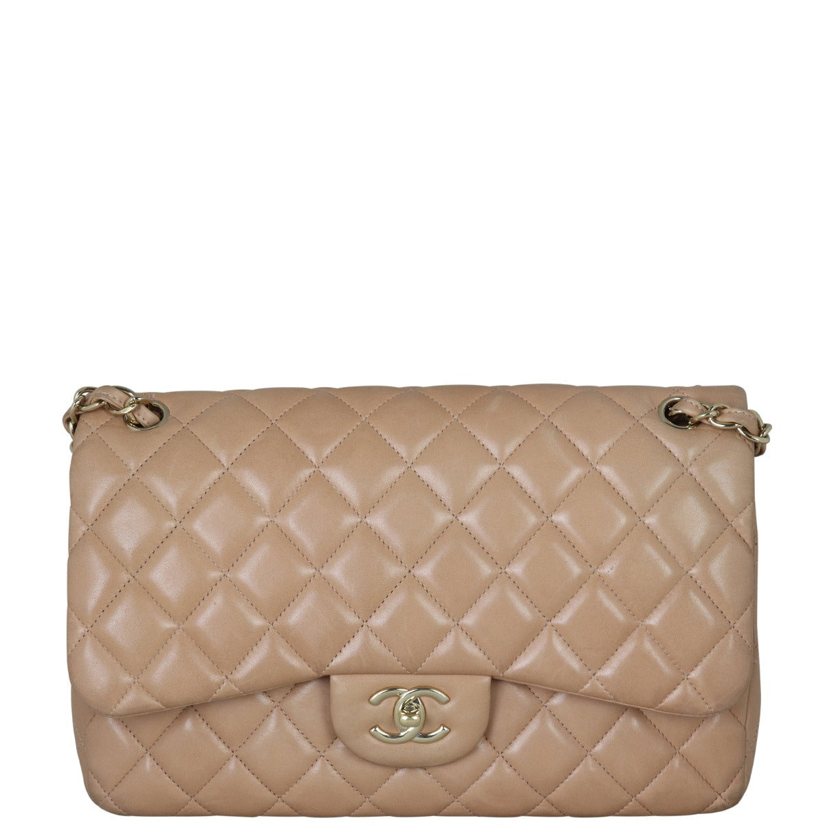 Chanel Classic Double Flap Jumbo | Beige Lambskin