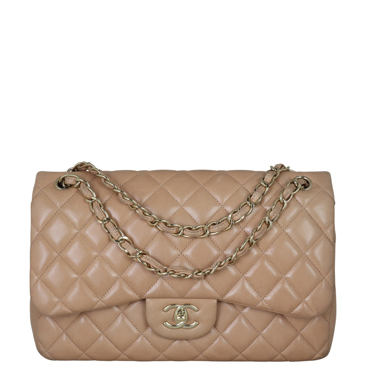 Chanel Classic Double Flap Jumbo | Beige Lambskin