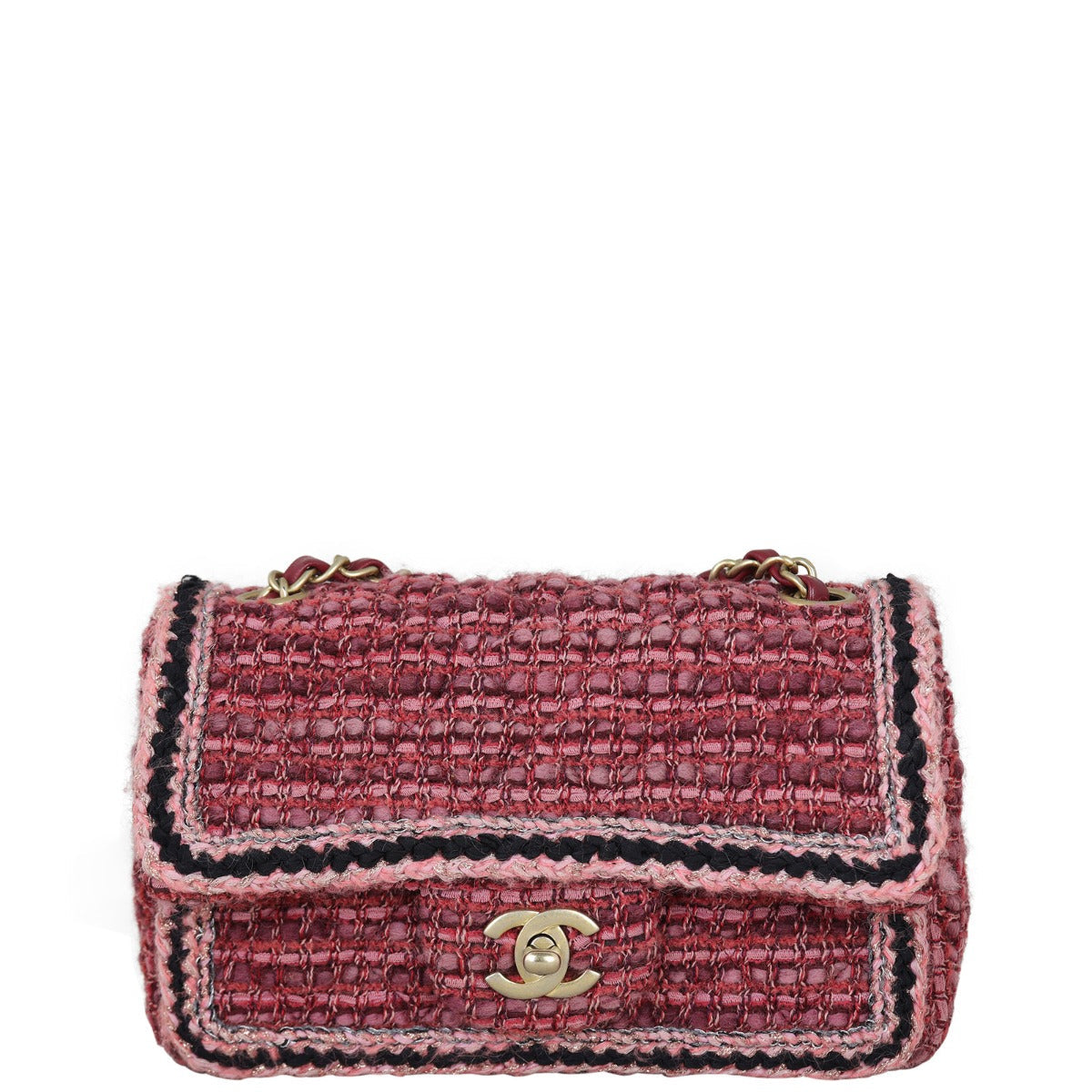 Chanel Tweed Braid Flap Bag Mini Rectangular