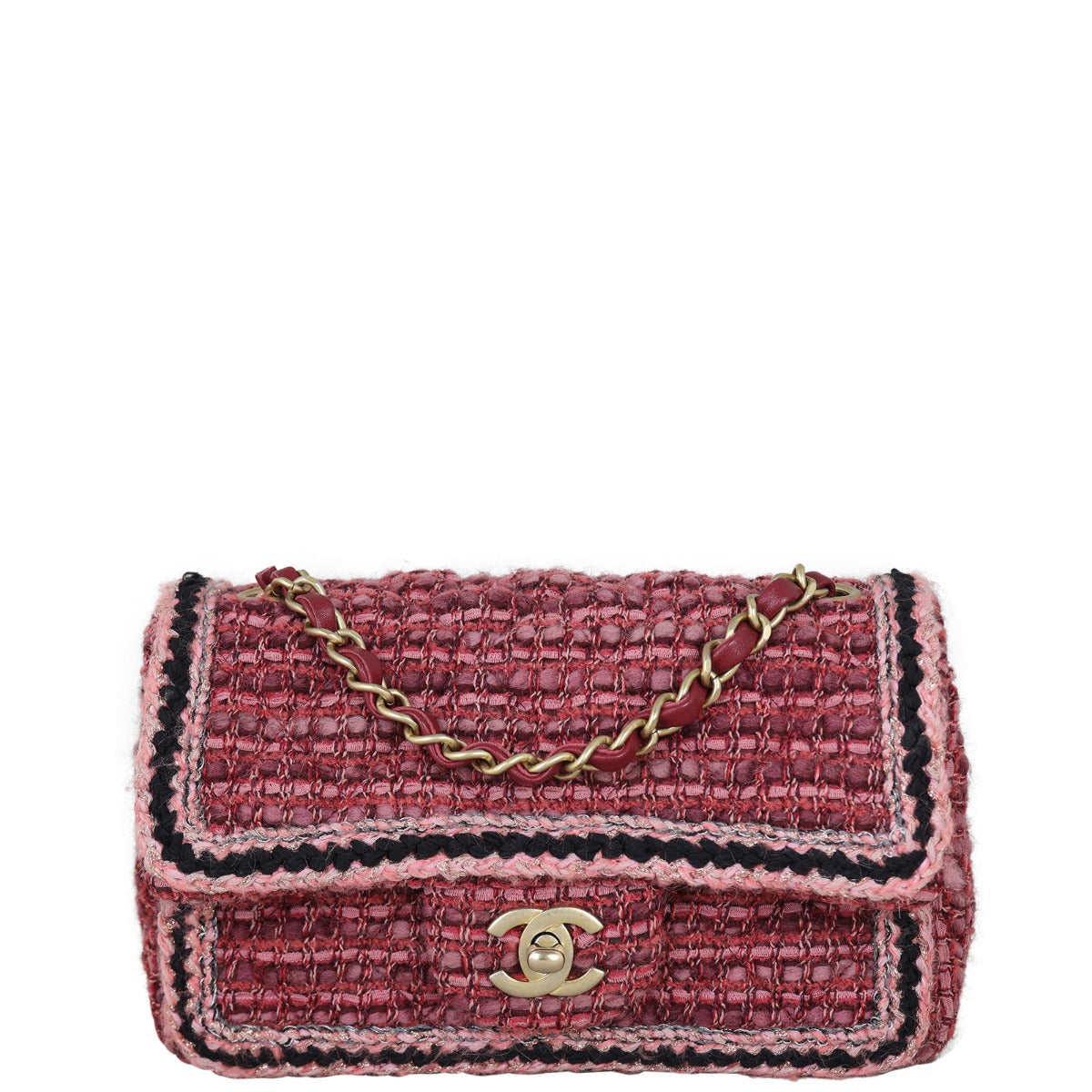 Chanel Tweed Braid Flap Bag Mini Rectangular