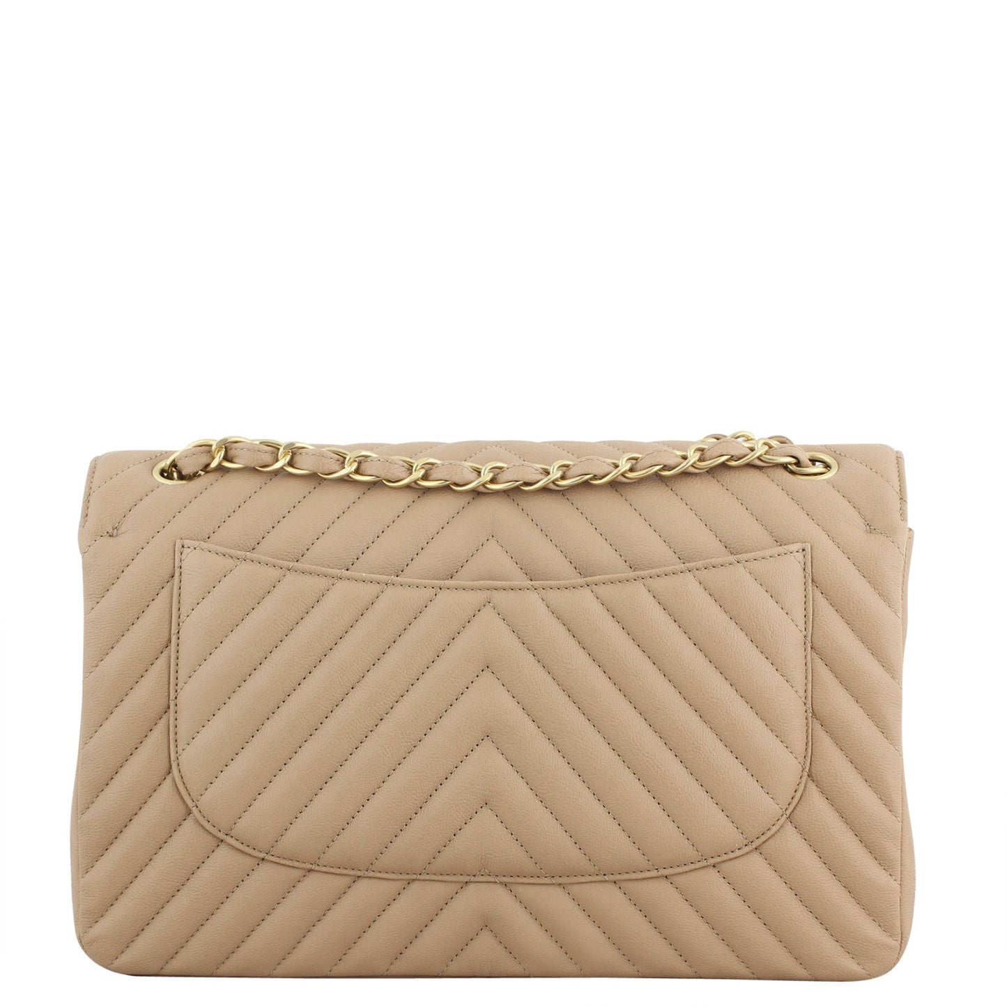 Chanel Classic Double Flap Jumbo Chevron | Beige Calfskin