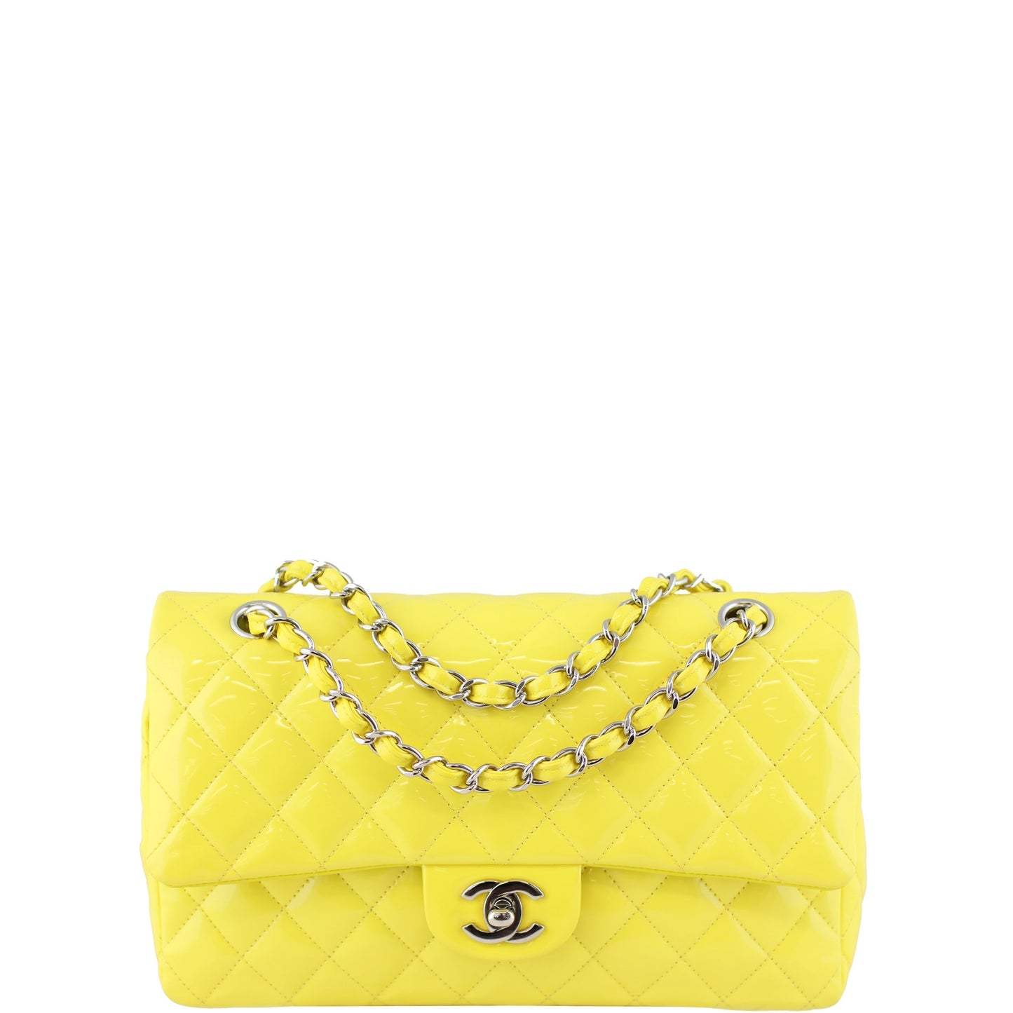 Chanel Classic Double Flap Medium Patent | Yellow