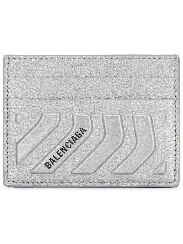 Luxury Balenciaga Trending 2025 Logo Grain Card Wallet Silver