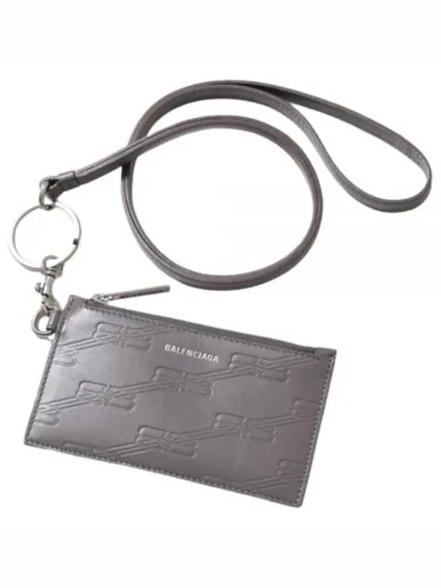 Luxury Balenciaga Trending 2025 BB Monogram Case On Keyring Card Wallet Grey