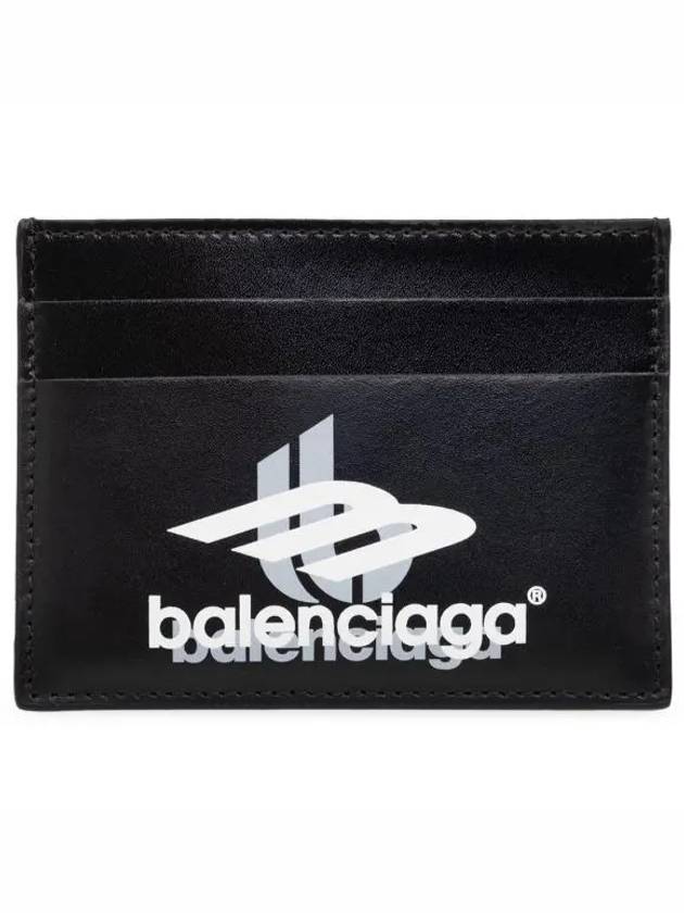 Luxury Balenciaga Trending 2025 Logo Print Leather Card Wallet Black