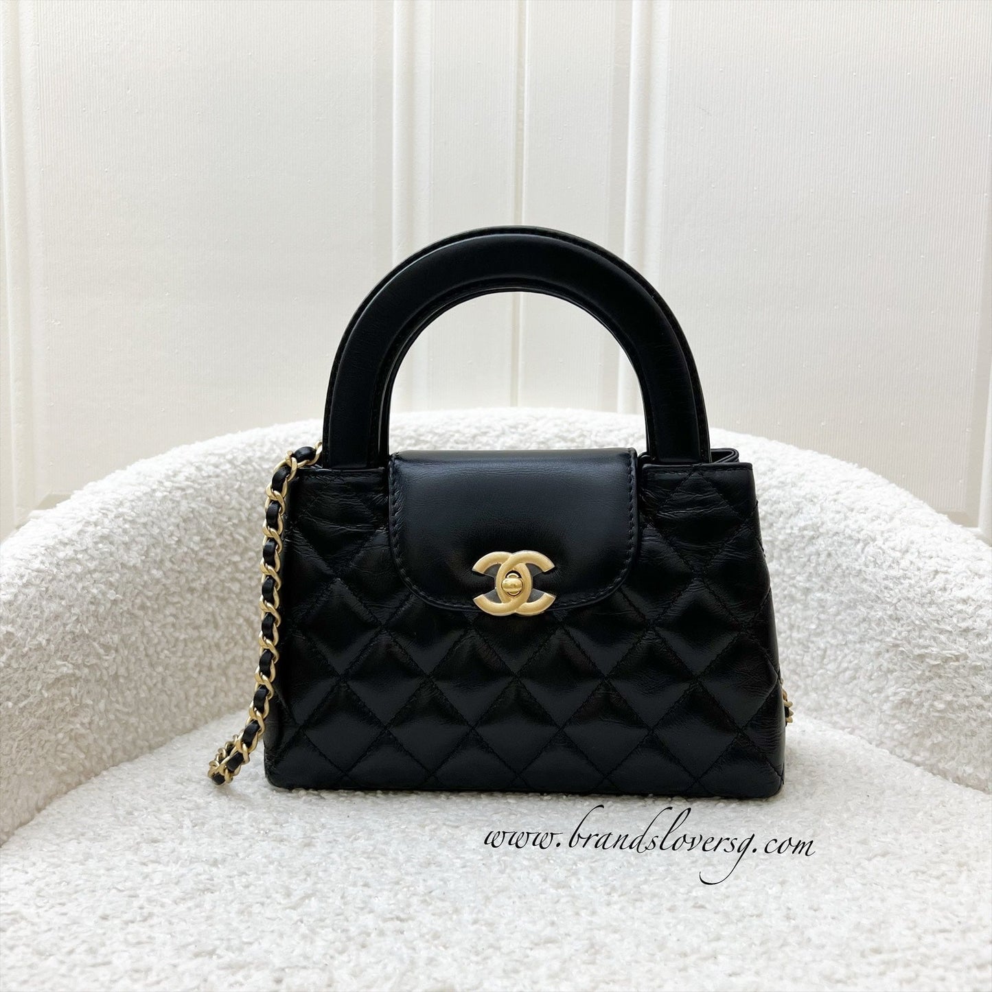 Chanel Mini Kelly Bag in 24A Black Shiny Distressed Calfskin
