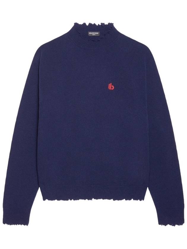 Luxury Balenciaga Trending 2025 B Logo Knit Top Navy