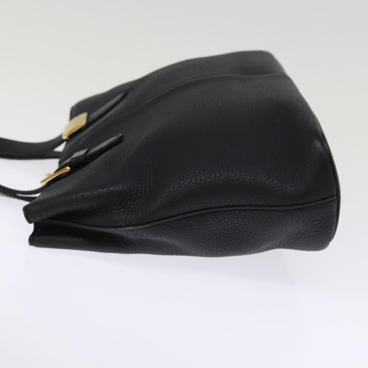 Burberry Hand Bag Leather Black Auth ep4536