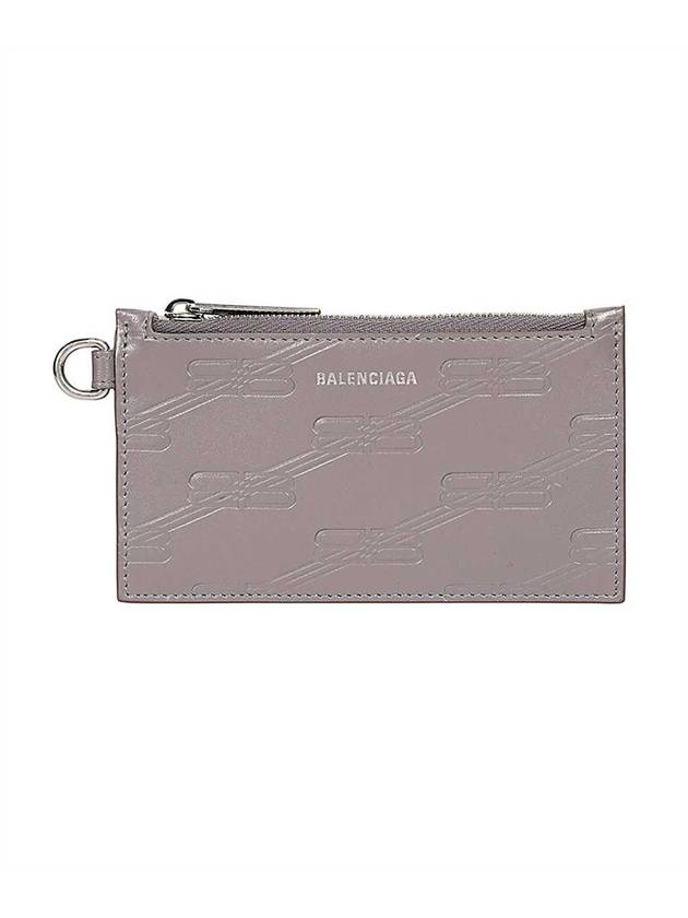 Luxury Balenciaga Trending 2025 BB Monogram Case On Keyring Card Wallet Grey